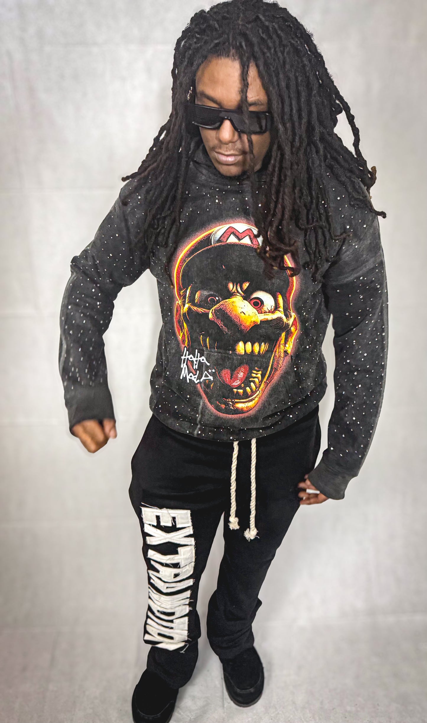 Acid wash "Rhinestone" hoodie